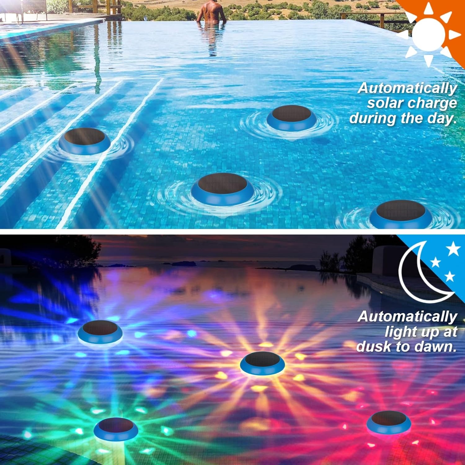 thumbnail image 3 of Luz flotante para piscina YONGSHENG luz solar RGB impermeable, 3 of 5