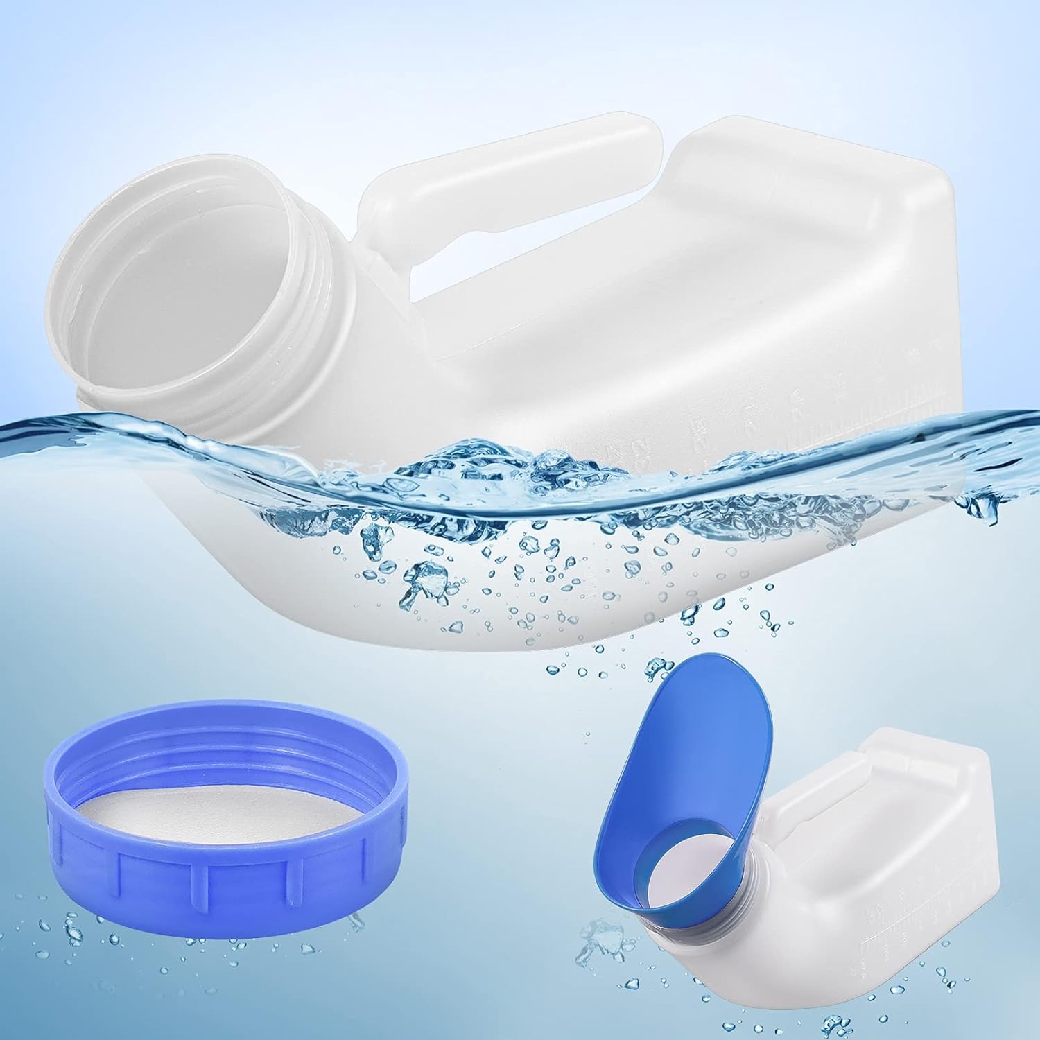 thumbnail image 5 of Urinarios de plástico unisex para hombres y mujeres con tapón de rosca a prueba de derrames, urinarios de inodoro portátiles perfectos para viajes en coche, al aire libre, 5 of 5