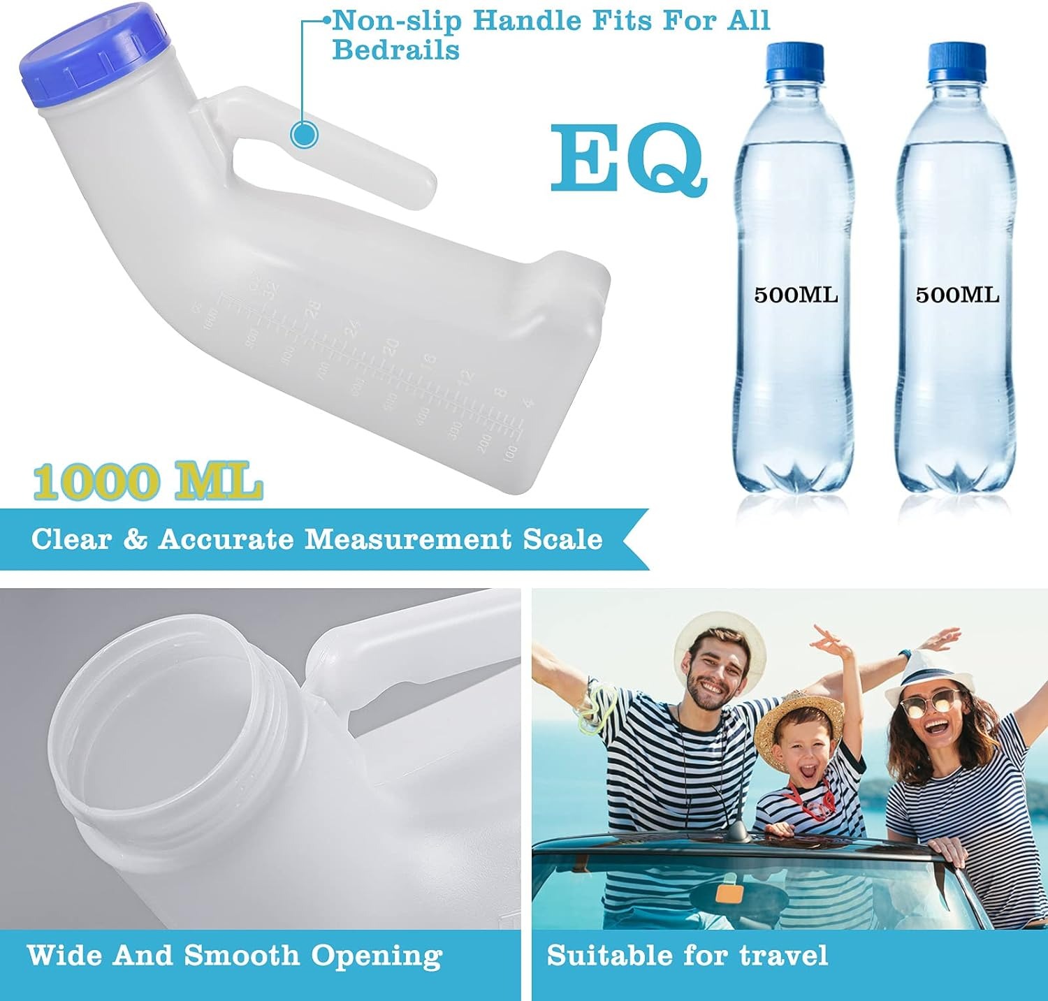 thumbnail image 4 of Urinarios de plástico unisex para hombres y mujeres con tapón de rosca a prueba de derrames, urinarios de inodoro portátiles perfectos para viajes en coche, al aire libre, 4 of 5