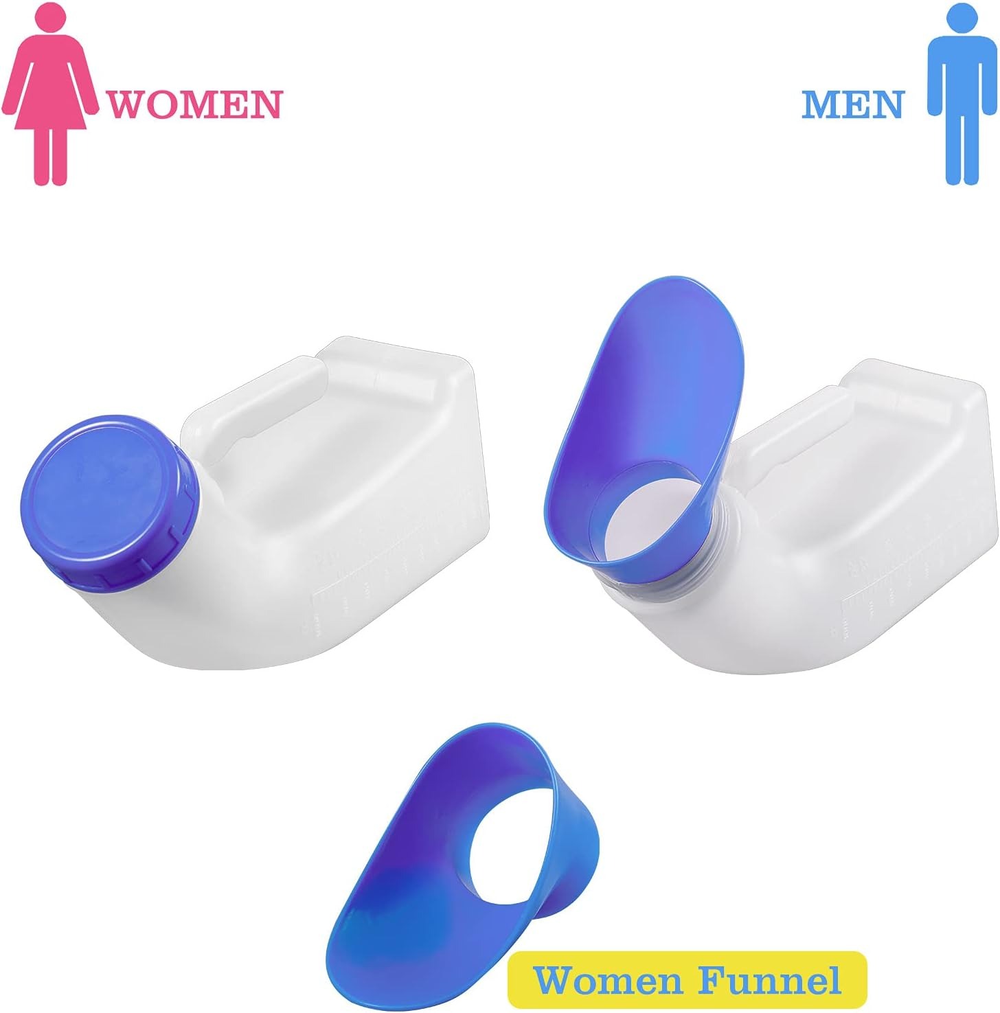 thumbnail image 3 of Urinarios de plástico unisex para hombres y mujeres con tapón de rosca a prueba de derrames, urinarios de inodoro portátiles perfectos para viajes en coche, al aire libre, 3 of 5