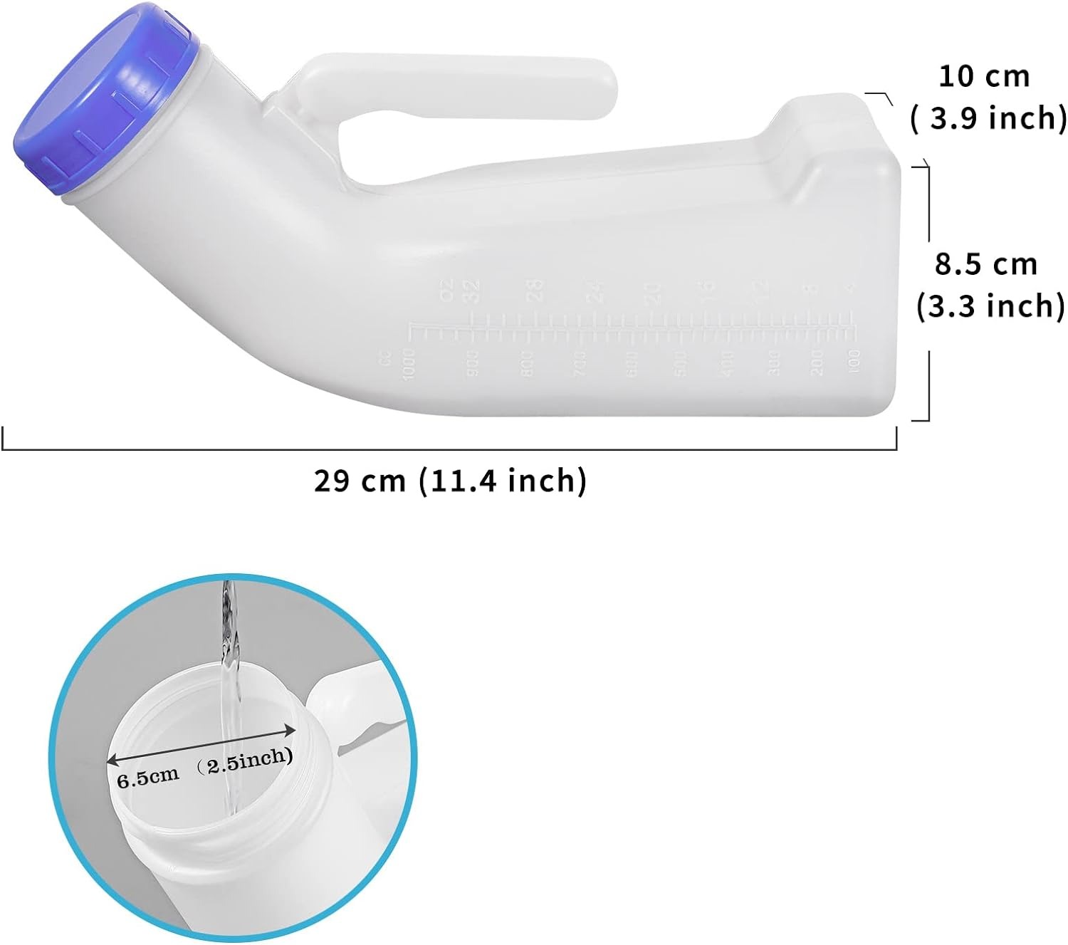 thumbnail image 2 of Urinarios de plástico unisex para hombres y mujeres con tapón de rosca a prueba de derrames, urinarios de inodoro portátiles perfectos para viajes en coche, al aire libre, 2 of 5