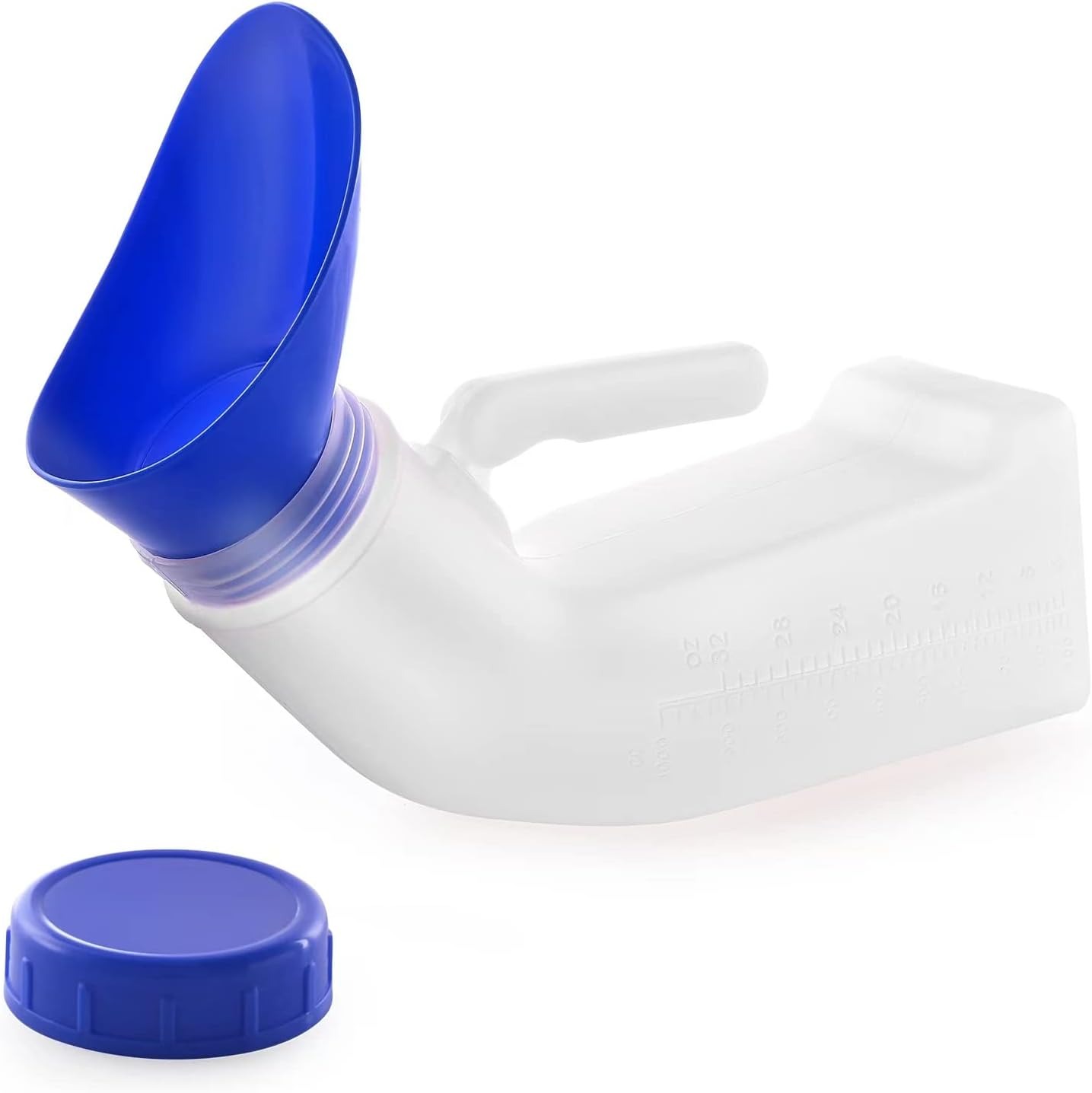 Urinarios de plástico unisex para hombres y mujeres con tapón de rosca a prueba de derrames, urinarios de inodoro portátiles perfectos para viajes en coche, al aire libre
