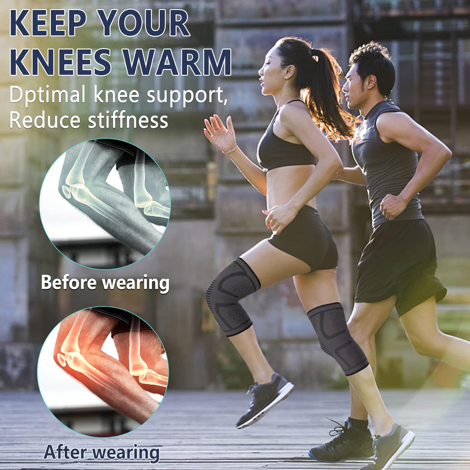 thumbnail image 5 of Rodillera de compresión para hombres y mujeres, paquete de 2 (L) rodillera para dolor de rodilla de menisco, rodillera antideslizante para ACL, alivio del dolor artrítico, entrenamiento, cor, 5 of 5