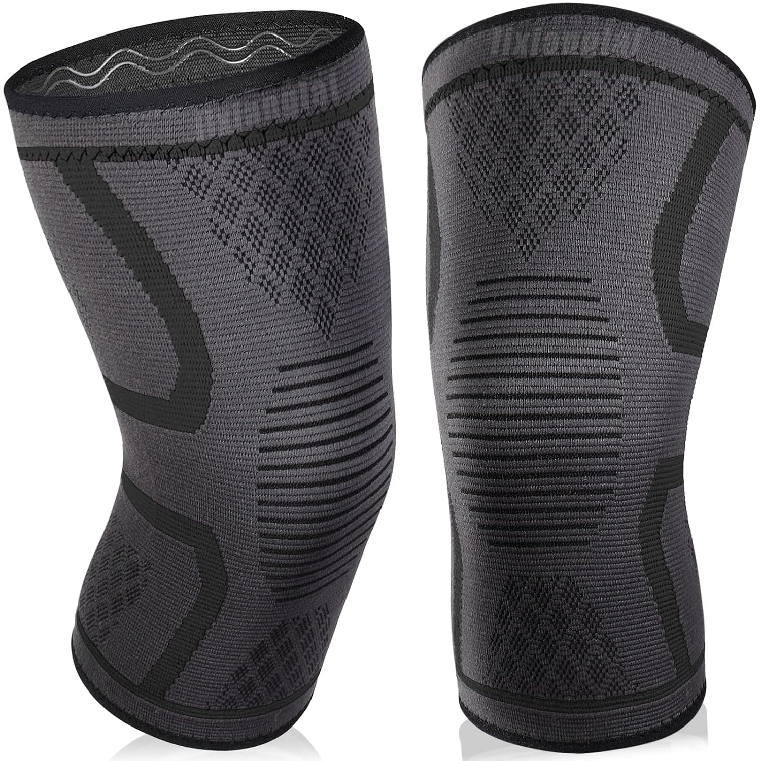 Rodillera de compresión para hombres y mujeres, paquete de 2 (L) rodillera para dolor de rodilla de menisco, rodillera antideslizante para ACL, alivio del dolor artrítico, entrenamiento, cor