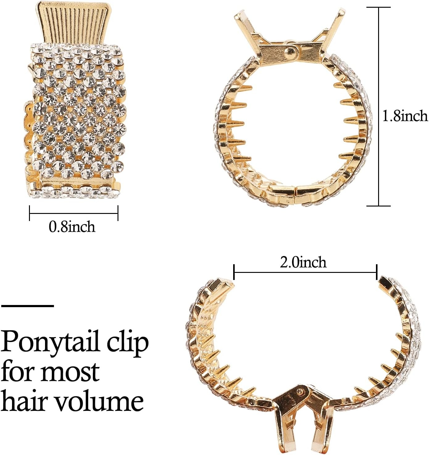 thumbnail image 2 of Pinzas para el pelo YONGSHENG con diamantes de imitación alta de Metal antideslizante sujeción fuerte para cabello grueso, 2 of 5