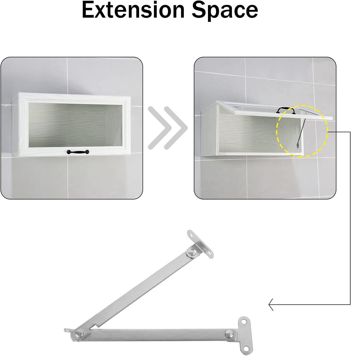 thumbnail image 3 of Paquete de 2 Bisagras Abatibles para Gabinete de Acero Inoxidable con 8 Tornillos y 1 Destornillador YONGSHENG, 3 of 5
