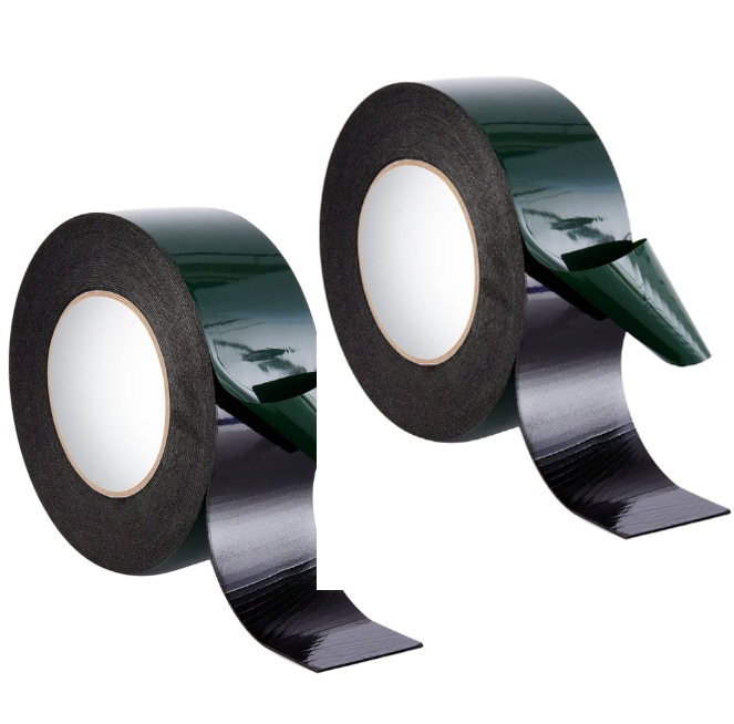 2 Rollos de Cinta de Espuma de Doble Cara de 10 m (50 mm) Cinta de Esponja Adhesiva Impermeable, Negra