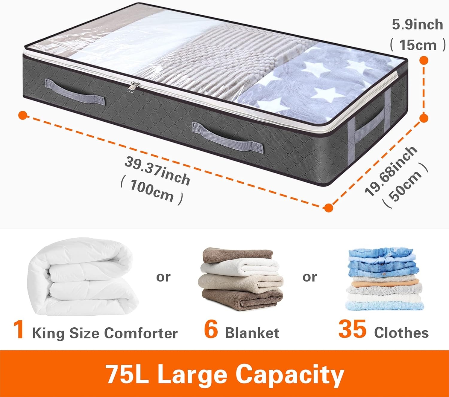 thumbnail image 2 of Bolsas de almacenamiento debajo de la cama YONGSHENG bolsa de ropa plegable contenedores de gran capacidad 3 uds., 2 of 5
