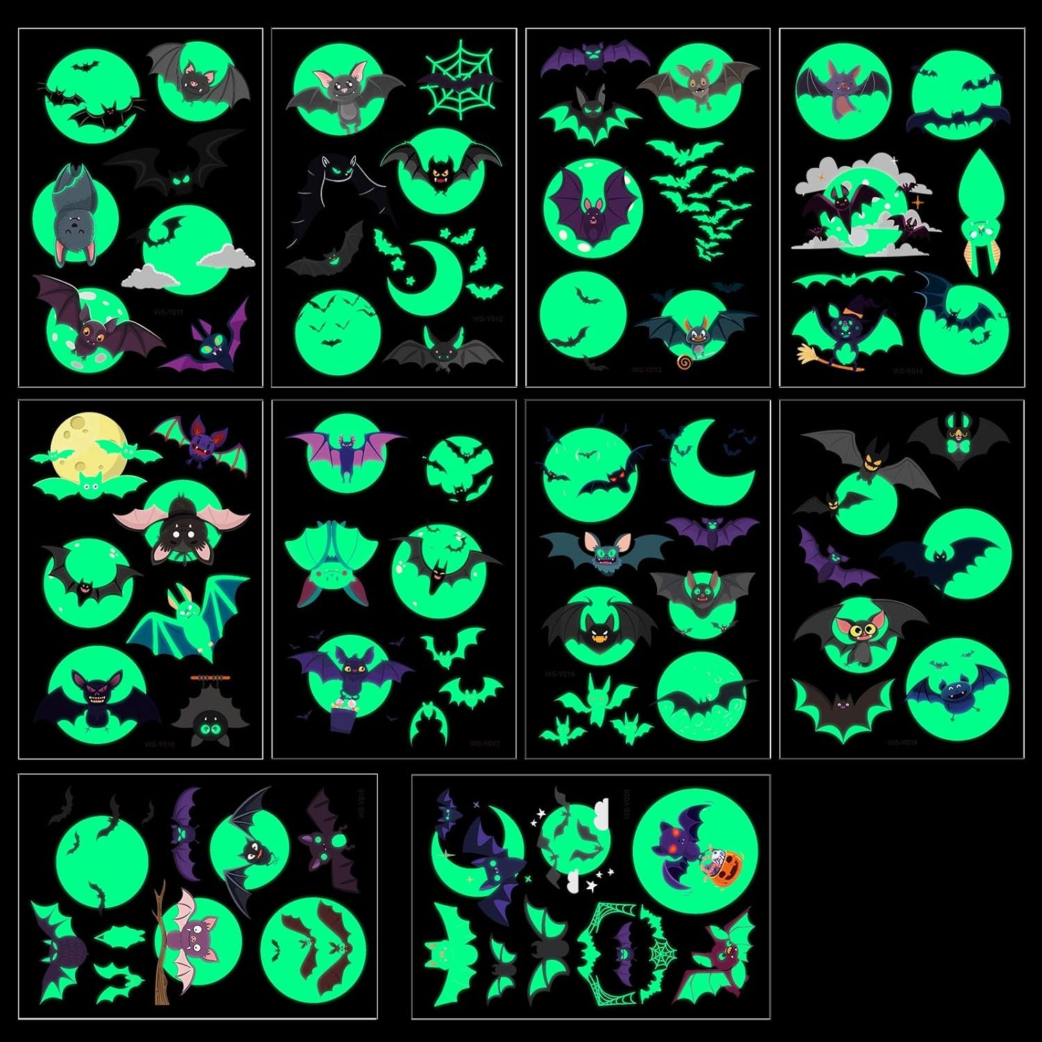 thumbnail image 4 of 10PCS Tatuajes de Murciélagos YONGSHENG Halloween Pegatinas que Brillan en la Oscuridad, 4 of 5