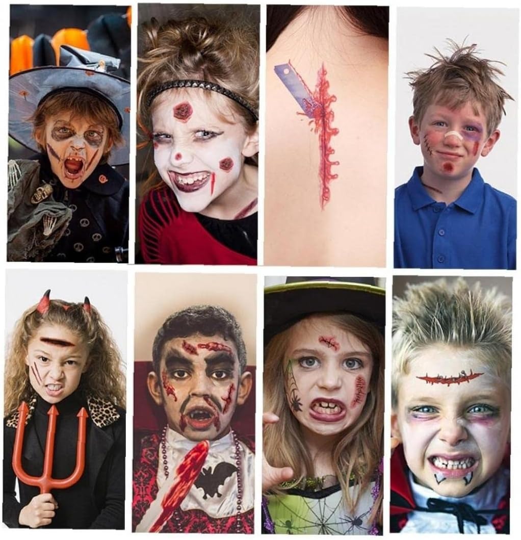 thumbnail image 4 of 8 Uds Pegatinas de tatuaje YONGSHENG herida sangrienta Halloween truco decoración temporal, 4 of 5