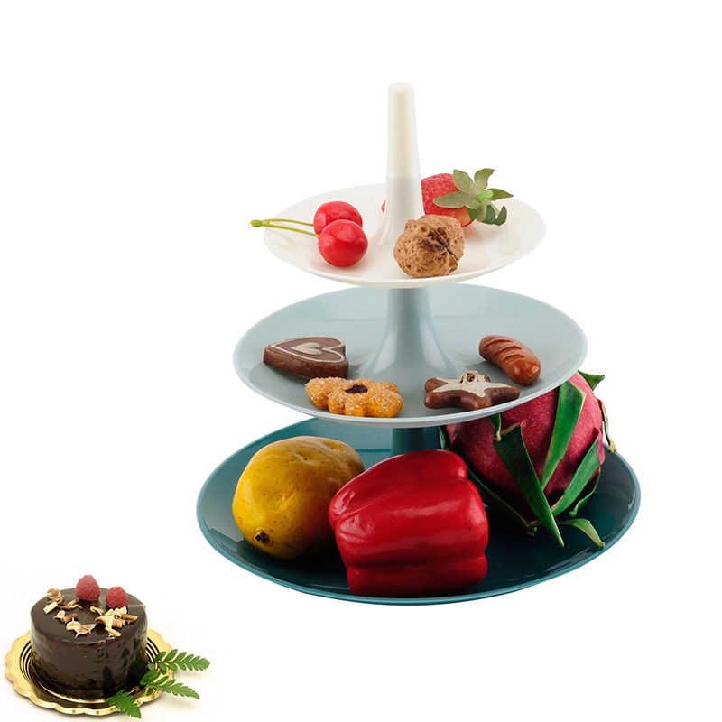 thumbnail image 1 of Cesta de frutas Cesta de frutas de 3 niveles Bandeja de frutas de plástico, Soporte de exhibición de postres y fruteros separables, Soporte para almacenamiento de pasteles, 1 of 5