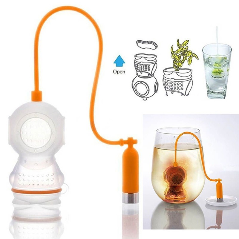 thumbnail image 4 of Infusor de te de silicona YONGSHENG forma de émbolo naranja, 4 of 5