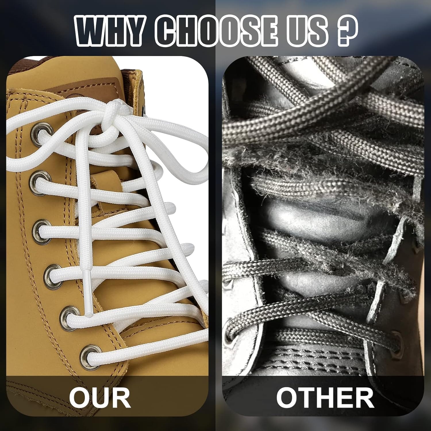 thumbnail image 5 of Cordones redondos para botas YONGSHENG 3 pares para botas Martin zapatos de caminar y zapatos de seguridad resistentes y duraderos, 5 of 5