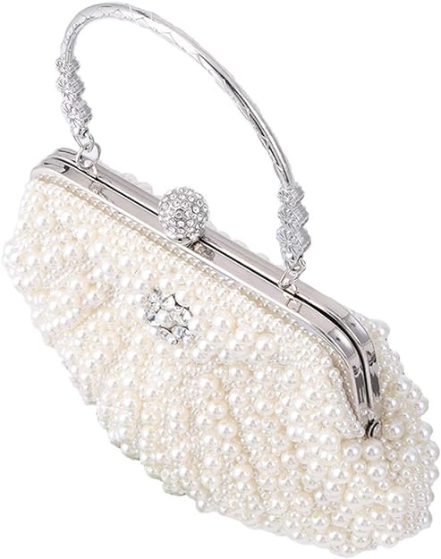 thumbnail image 3 of Bolso de mano con forma de concha para mujer, con perlas y diamantes de imitación, para fiesta de cóctel, 3 of 5