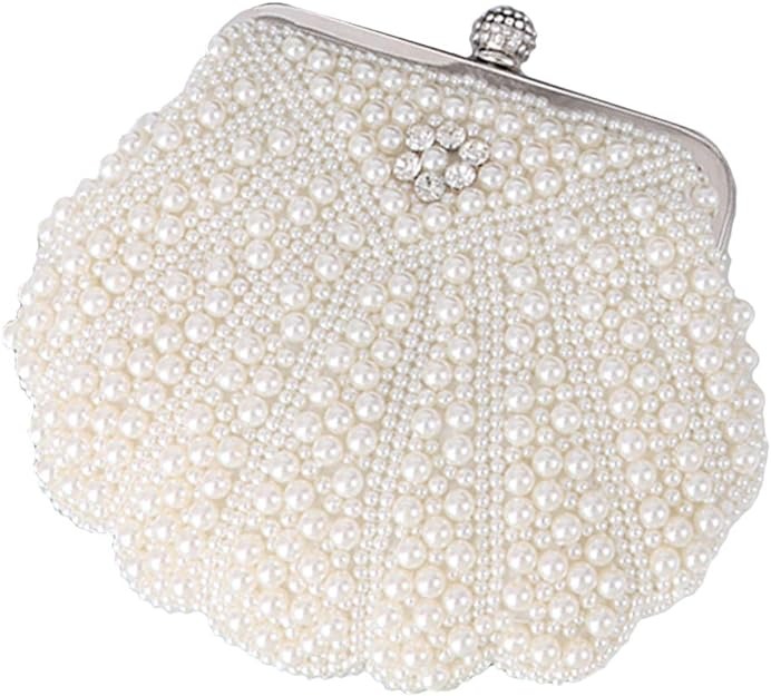thumbnail image 2 of Bolso de mano con forma de concha para mujer, con perlas y diamantes de imitación, para fiesta de cóctel, 2 of 5
