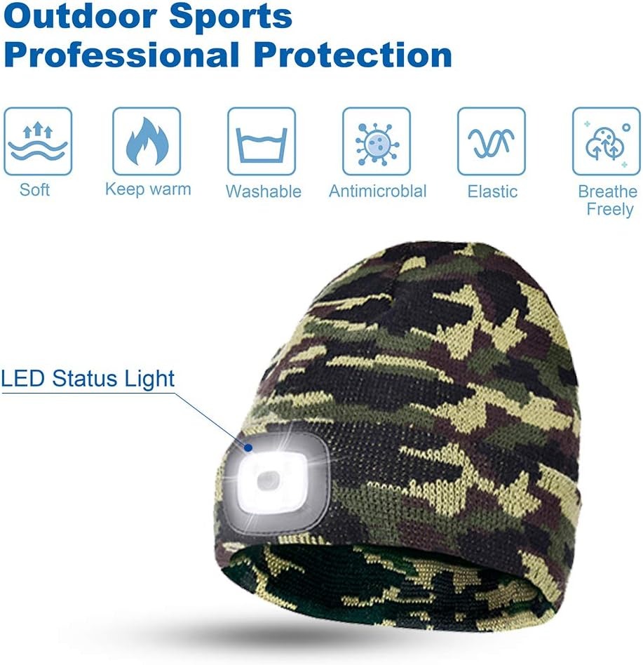 thumbnail image 2 of Gorro con Luz LED YONGSHENG Recargable Unisex Verde Camuflaje, 2 of 5