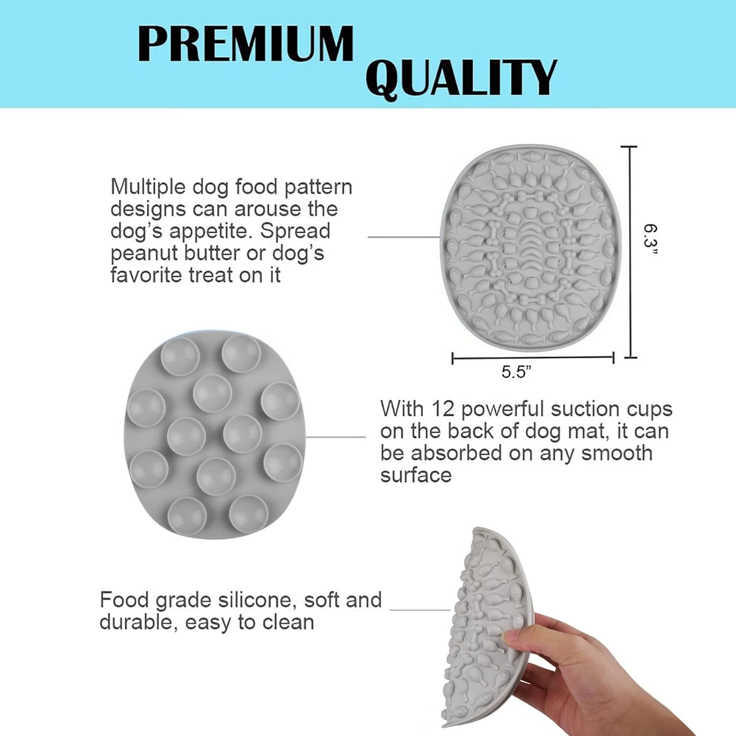 thumbnail image 2 of Alfombrilla para lamer perros, alfombrilla de baño de silicona para perros, almohadilla para lamer, dispositivo de distracción de alimentación lenta con ventosas para entrenamiento de aseo y, 2 of 5