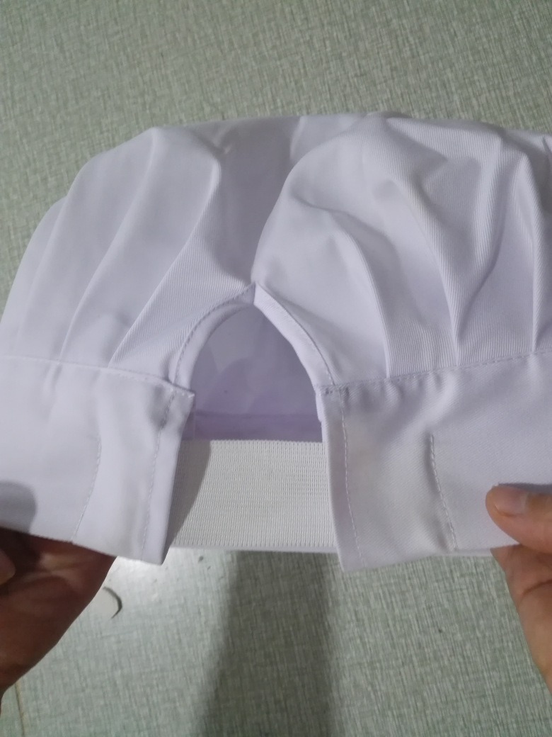 thumbnail image 2 of Juego de 2 piezas (blanco, altura: aprox. 22 cm, circunferencia del sombrero 58-63 cm) Gorro de chef unisex de polialgodón con banda elástica ajustable, 2 of 5