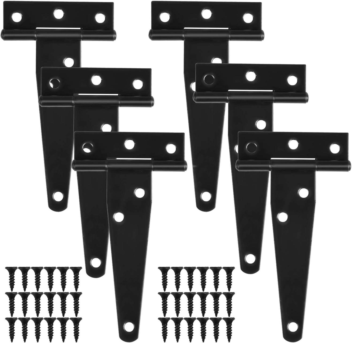 thumbnail image 5 of 6 bisagras en T, bisagra para puerta de granero, bisagra en T negra, bisagras en T exteriores, bisagras de puerta de hierro, bisagras resistentes para puertas, ventanas, cobertizos de 4 pulg, 5 of 5