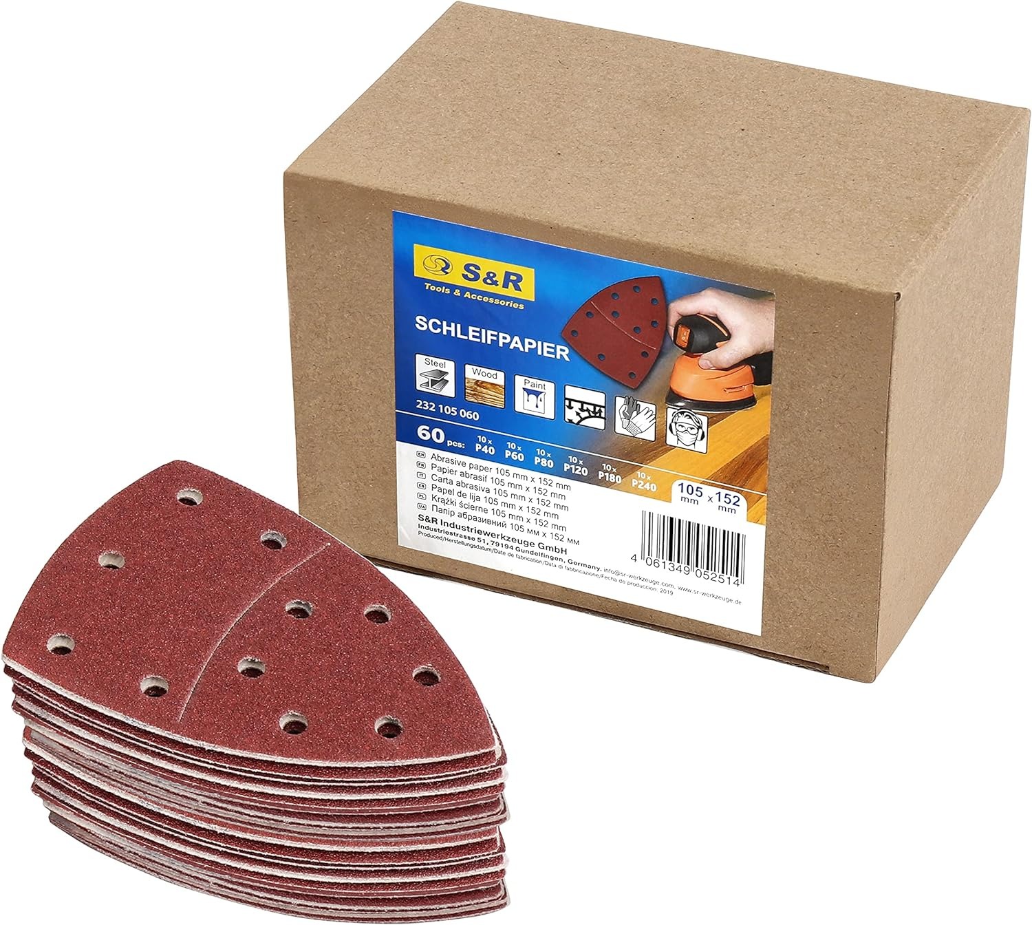 thumbnail image 4 of 60 piezas de papel de lija triangular YONGSHENG 105 x 152 mm, 4 of 5