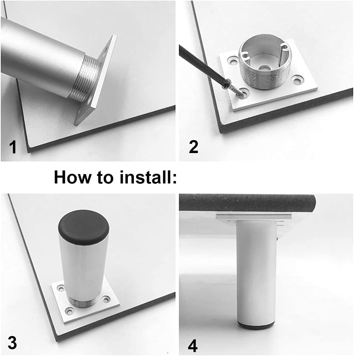 thumbnail image 2 of 4 pies ajustables Patas de gabinete gruesas de 15 cm de altura Patas de mesa Patas de muebles, Patas de muebles de aleación de aluminio, Altura ajustable 0-15 mm Vienen con tornillos de acer, 2 of 4