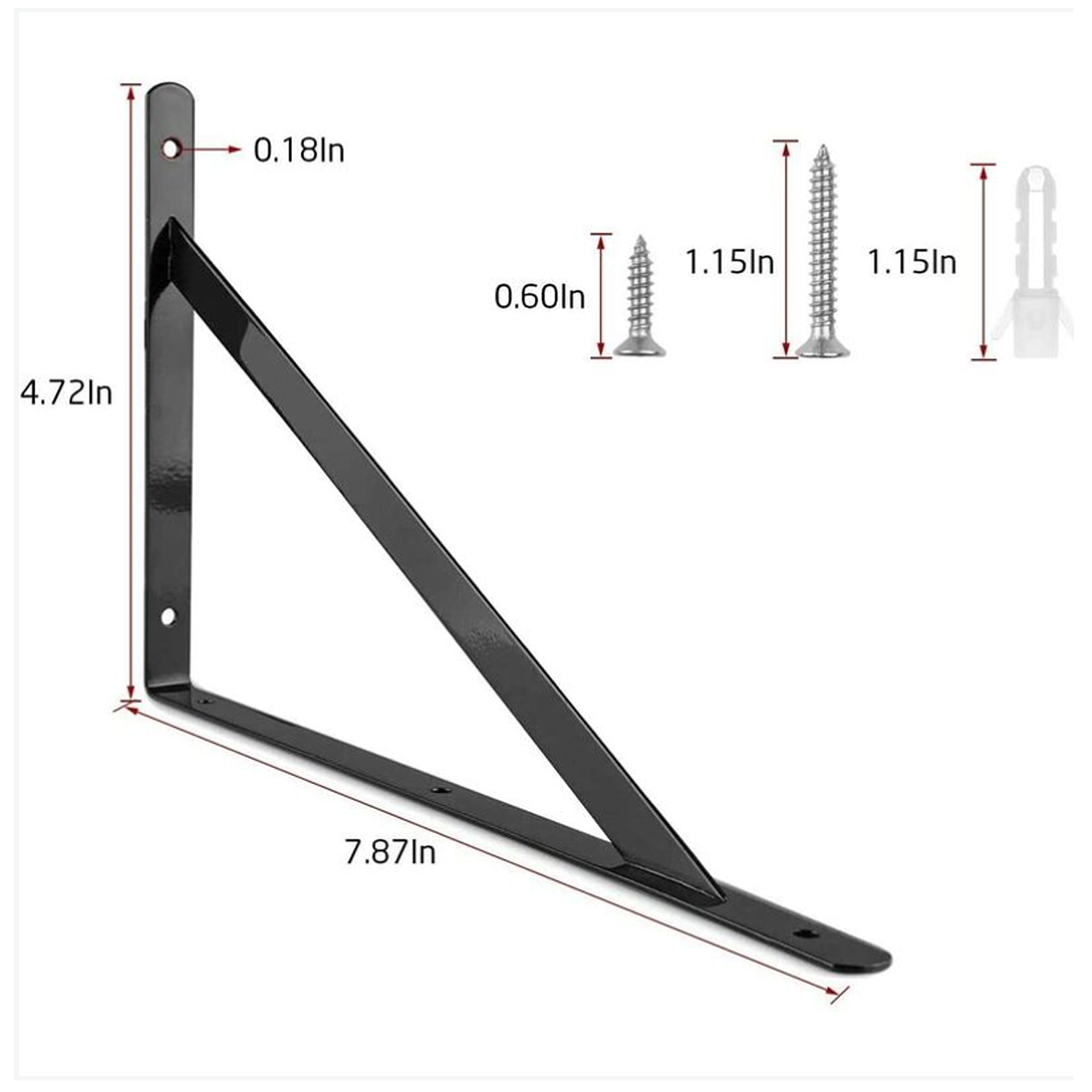 thumbnail image 2 of Soporte para estante de pared, 6 uds. Soportes triangulares de acero de 90 grados, soportes para estante de 200mm x 120mm, soporte de esquina con 30 Uds. De tornillos y, 2 of 5