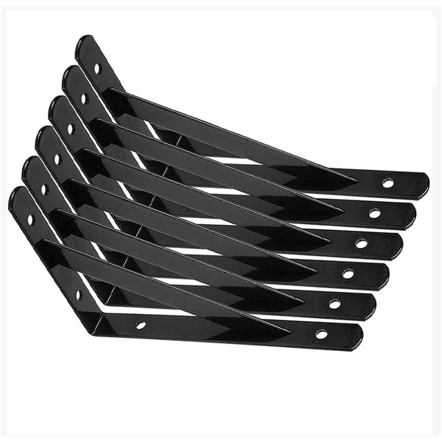 thumbnail image 1 of Soporte para estante de pared, 6 uds. Soportes triangulares de acero de 90 grados, soportes para estante de 200mm x 120mm, soporte de esquina con 30 Uds. De tornillos y, 1 of 5