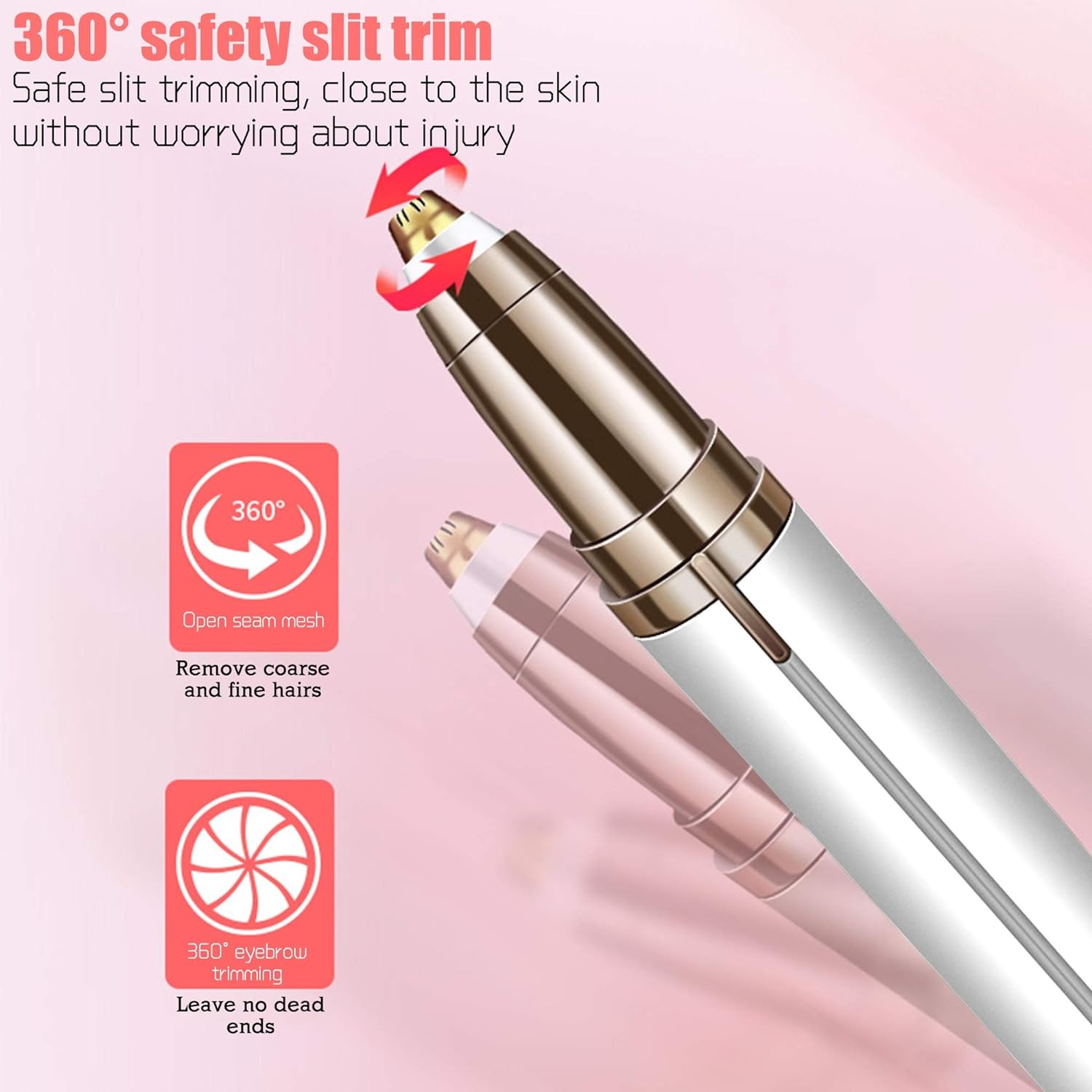 thumbnail image 2 of Recortador de cejas eléctrico, con luz LED, recortador de cejas portátil sin dolor (carga), labios de cejas, depilación facial del cuerpo de la nariz para mujeres y hombres (oro rosa), 2 of 5