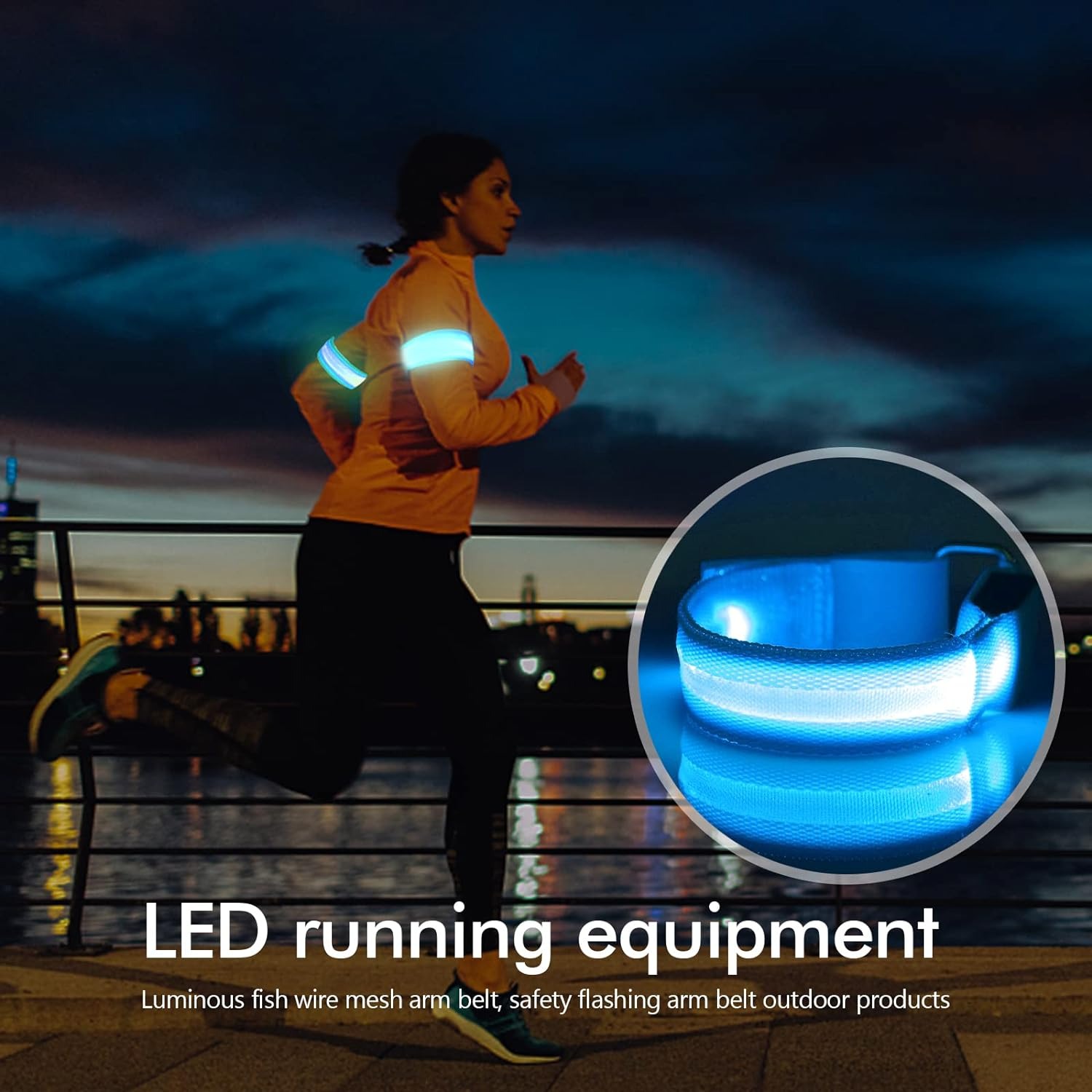 thumbnail image 3 of Pulsera de brazo reflectante LED YONGSHENG Correa de seguridad nocturna Azul, 3 of 5