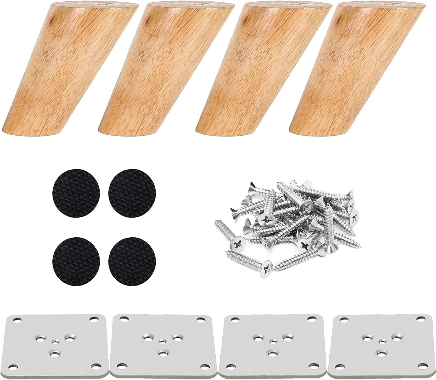 thumbnail image 2 of Drenky Juego de 4 patas de muebles de madera, patas de cama, patas de mesa de centro inclinadas de 8 cm, patas de muebles de cocina, acabado en nogal con accesorios de instalación para silló, 2 of 5