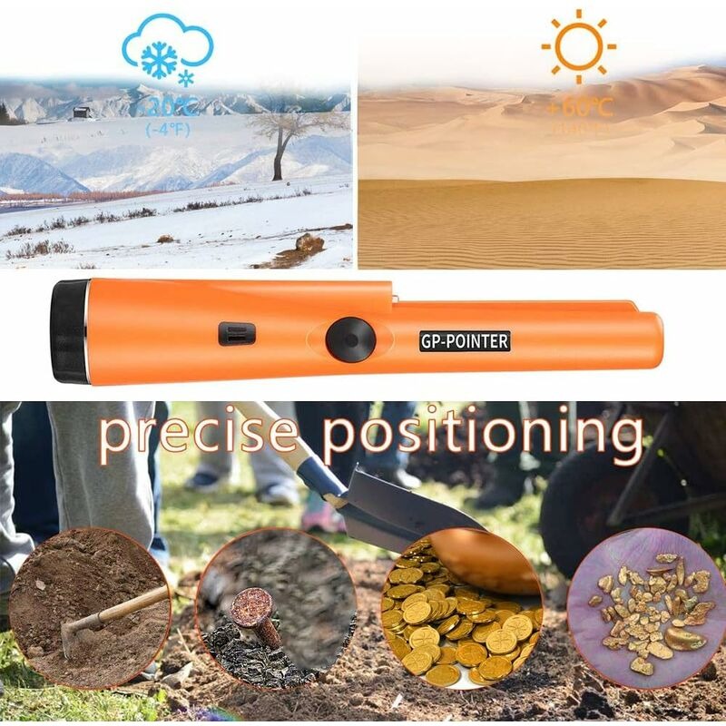 thumbnail image 2 of Detector de metales portátil, detector de metales con puntero impermeable IP66 Detección de 360° para niños adultos Alta sensibilidad con indicador LED incorporado para caza de tesoros (nara, 2 of 5