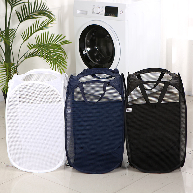 thumbnail image 5 of Cesta para la colada negra juego de 2 cestas plegables para la colada, bolsa de malla para la colada, cesta plegable para la colada con asa, 5 of 5