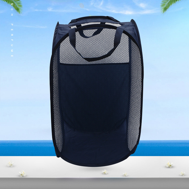 thumbnail image 4 of Cesta para la colada negra juego de 2 cestas plegables para la colada, bolsa de malla para la colada, cesta plegable para la colada con asa, 4 of 5