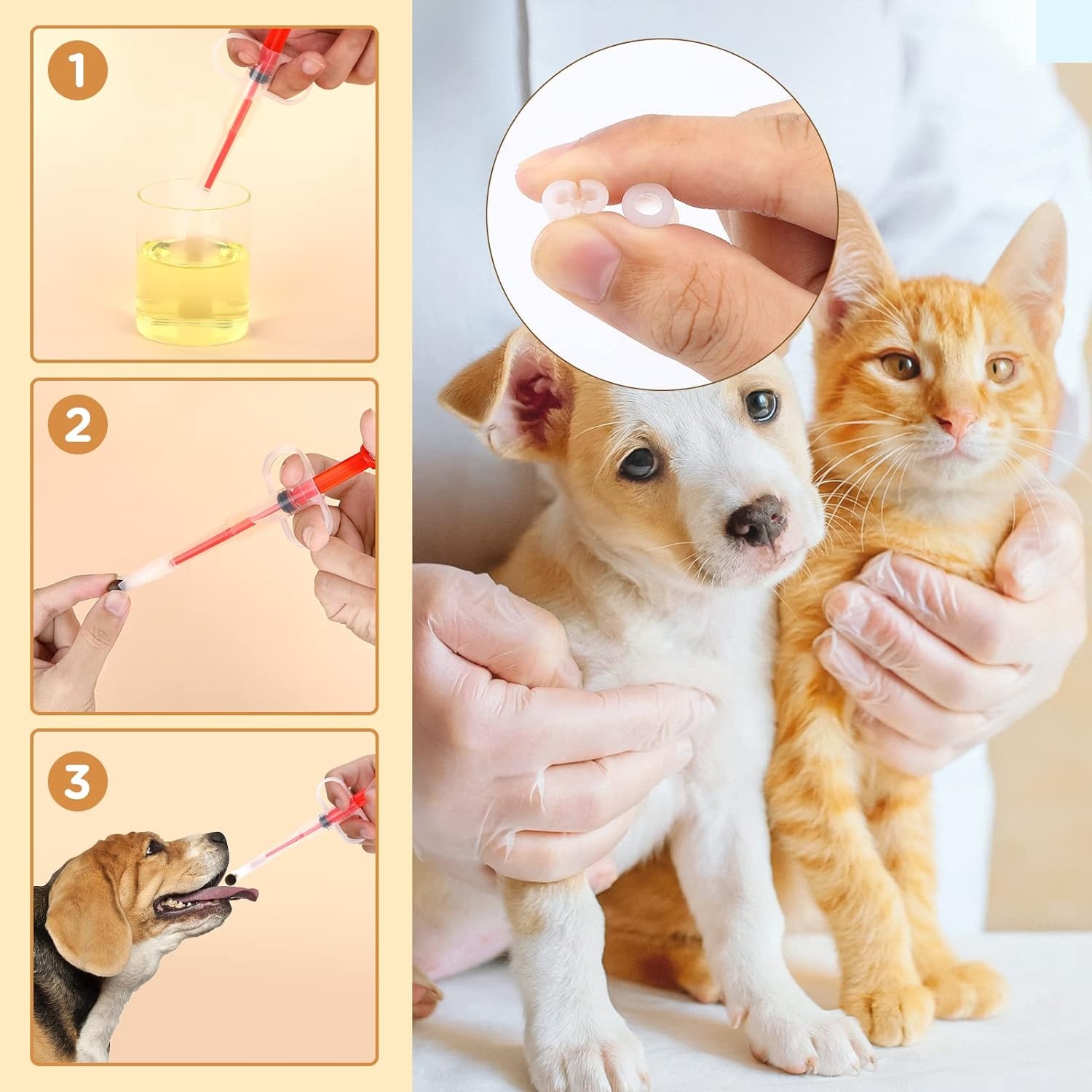 thumbnail image 4 of Pistola de pastillas para gatos YONGSHENG herramienta dispensadora de pastillas de silicona con 2 puntas de silicona suave rojo, 4 of 5
