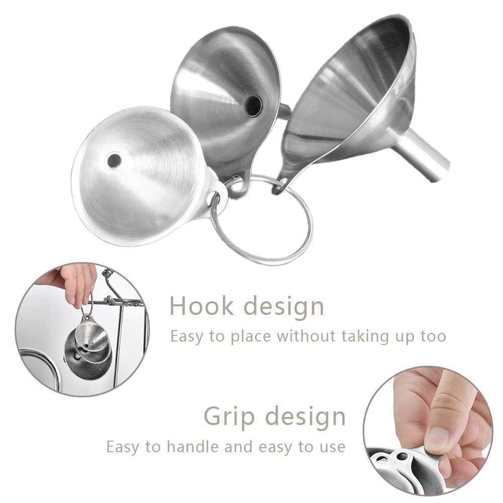 thumbnail image 3 of Embudos de acero para cocina, embudos pequeños de metal (1,7 pulgadas/2,2 pulgadas/2,9 pulgadas) sin embudo de cocina de calidad alimentaria, 3 of 5