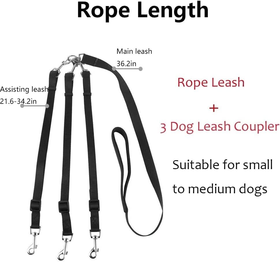 thumbnail image 2 of Correa para perros 3 en 1 Correa para perros de nailon resistente de 3 vías con asa acolchada Acoplador para perros ajustable con rotación de 360 ​​​​° y sin enredos, 2 of 5