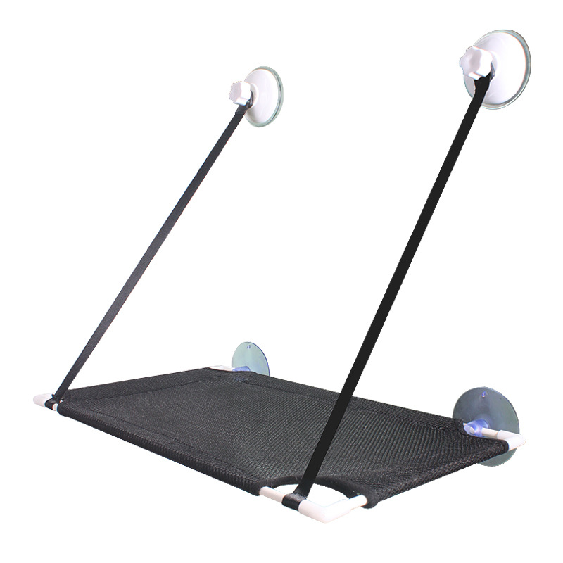 thumbnail image 3 of Hamaca gris para gatos, hamaca para ventana de gato, cama para asiento de ventana para gato con ventosas de botón, asiento de descanso para gato para tomar el sol, ahorra espacio, 3 of 4