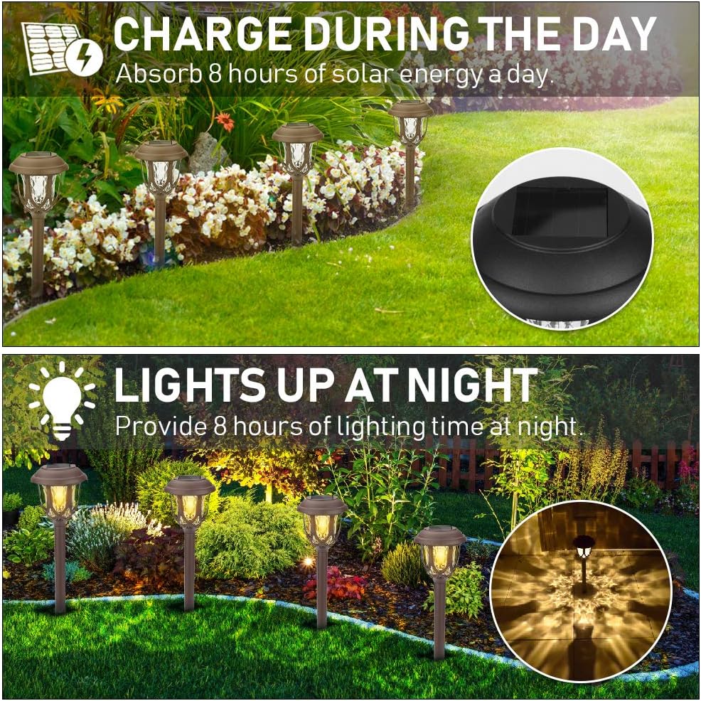 thumbnail image 3 of Luz solar de jardín de 6 piezas, luz LED inalámbrica impermeable para exteriores, decoración de jardín, pasillo, camino de césped, 3 of 5