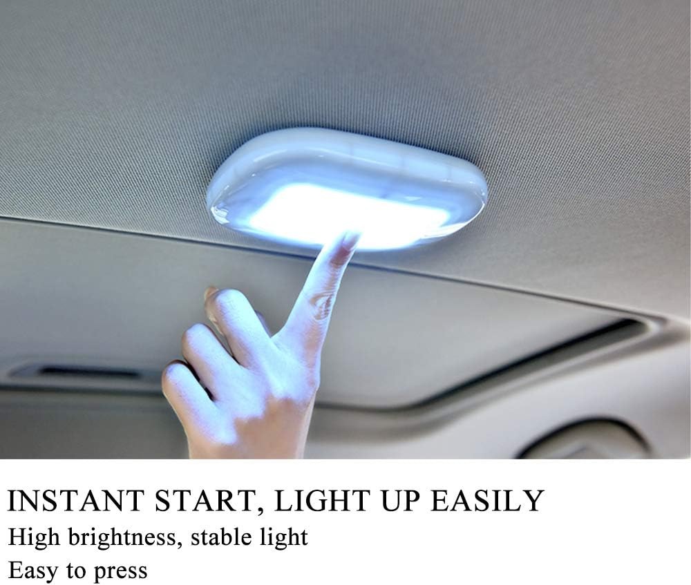 thumbnail image 2 of 2 piezas Auto Car Lámparas LED Domo Luz de techo Pulsador Inalámbrico USB Recargable Interno Universal Interruptor Luz de lectura (luz blanca), 2 of 5
