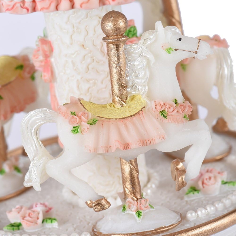 thumbnail image 3 of Cajas de música para niñas, 3 caballos, cuerda giratoria, castillo con melodía en el cielo, luces LED que cambian de Color, regalo Musical para bebés y niños, 3 of 5