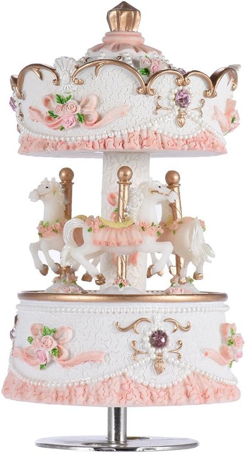 thumbnail image 1 of Cajas de música para niñas, 3 caballos, cuerda giratoria, castillo con melodía en el cielo, luces LED que cambian de Color, regalo Musical para bebés y niños, 1 of 5