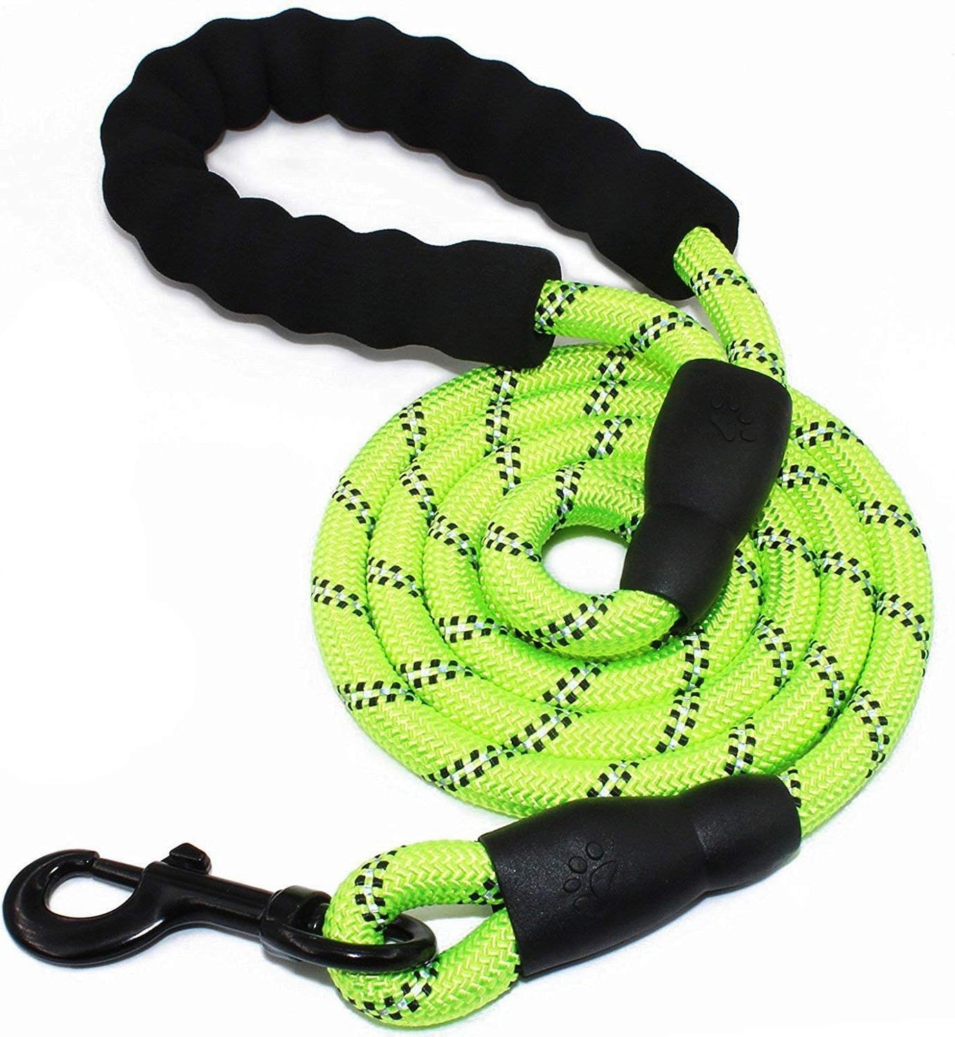 Correa para Perros de 1,5 m, Correa para Perros de Cuerda con Mango Acolchado Suave e Hilos Reflectantes de Nailon duraderos, Correa de Seguridad para Perros de Todos los tamaños(Verde)
