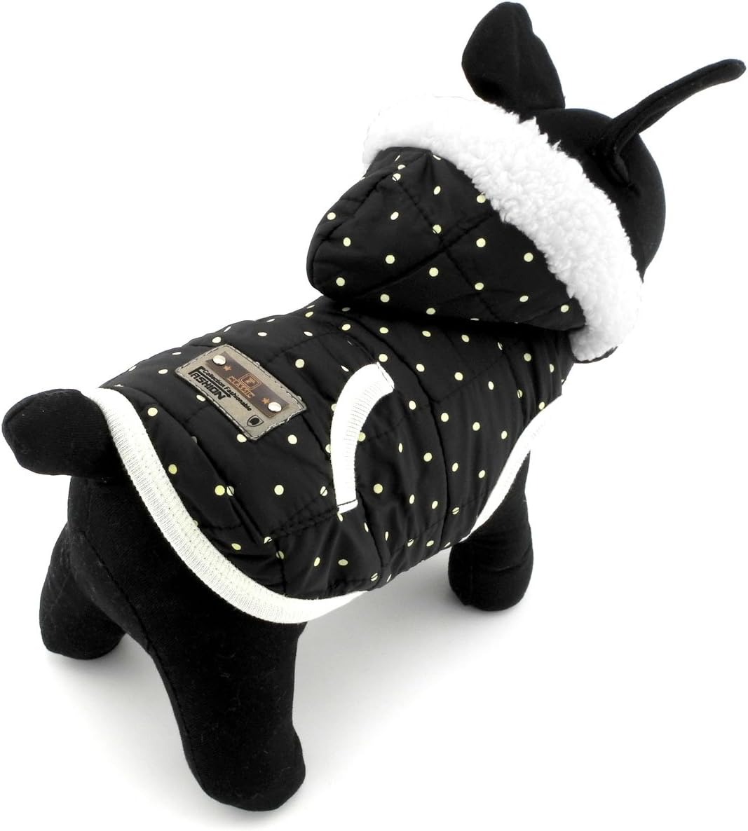 thumbnail image 5 of Chaqueta de invierno para cachorros, gatos o perros pequeños con forro polar y capucha - Negro, 5 of 5