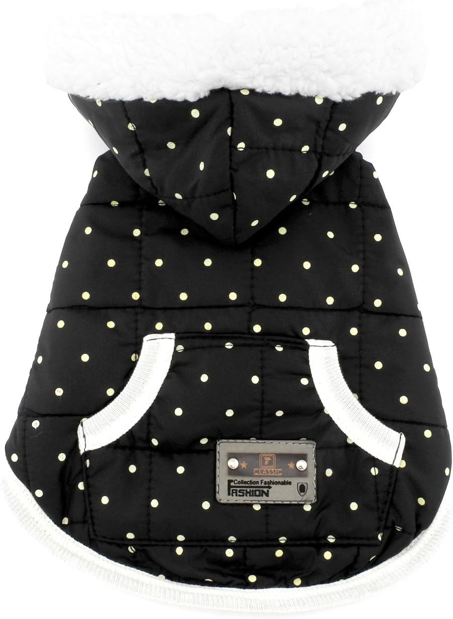 thumbnail image 4 of Chaqueta de invierno para cachorros, gatos o perros pequeños con forro polar y capucha - Negro, 4 of 5