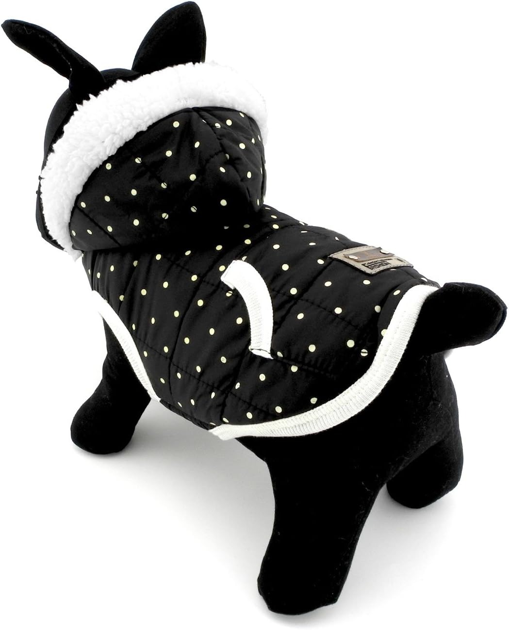 thumbnail image 2 of Chaqueta de invierno para cachorros, gatos o perros pequeños con forro polar y capucha - Negro, 2 of 5