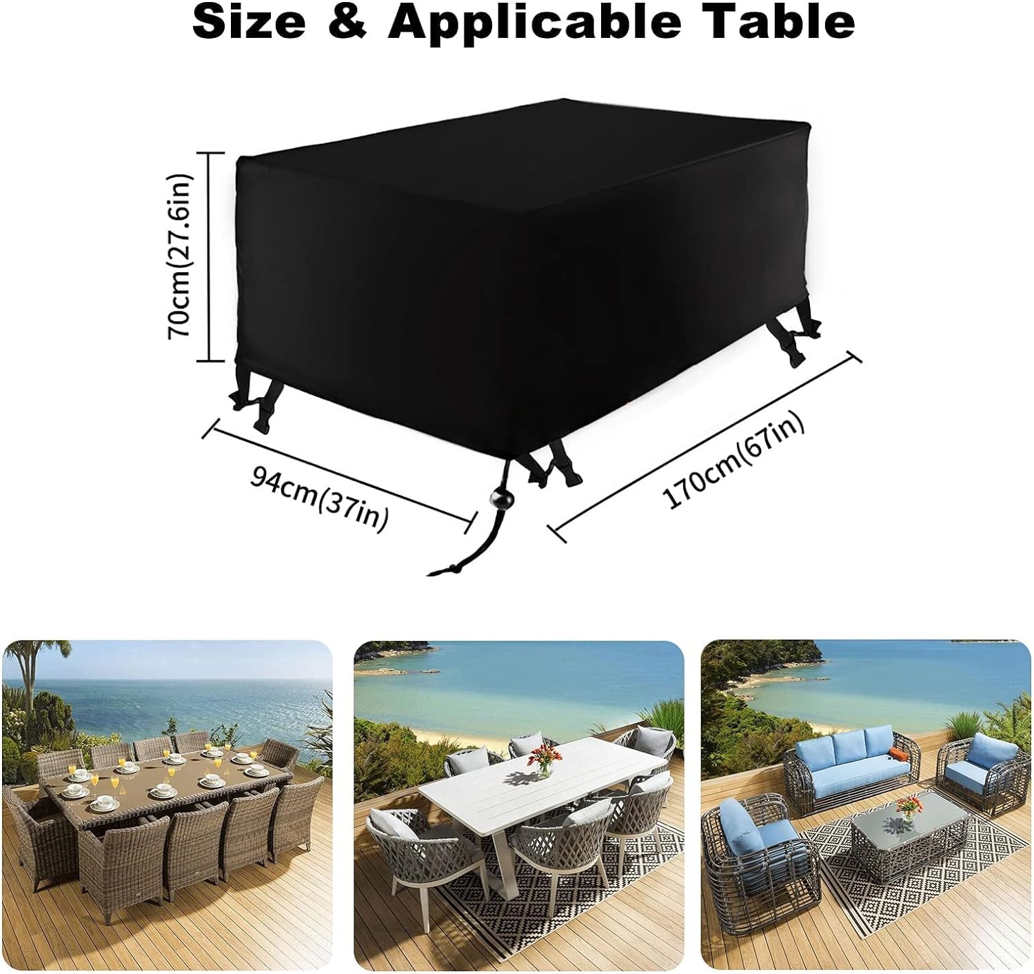 thumbnail image 2 of Funda protectora impermeable YONGSHENG para muebles de jardín negro 170x94x71cm, 2 of 5
