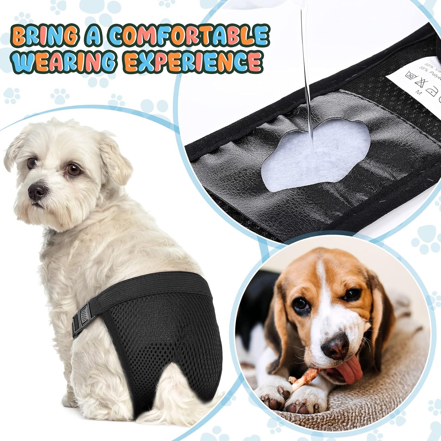 thumbnail image 5 of 2 paquetes de pañales lavables para perros YONGSHENG pantalones protectores negro y azul S, 5 of 5
