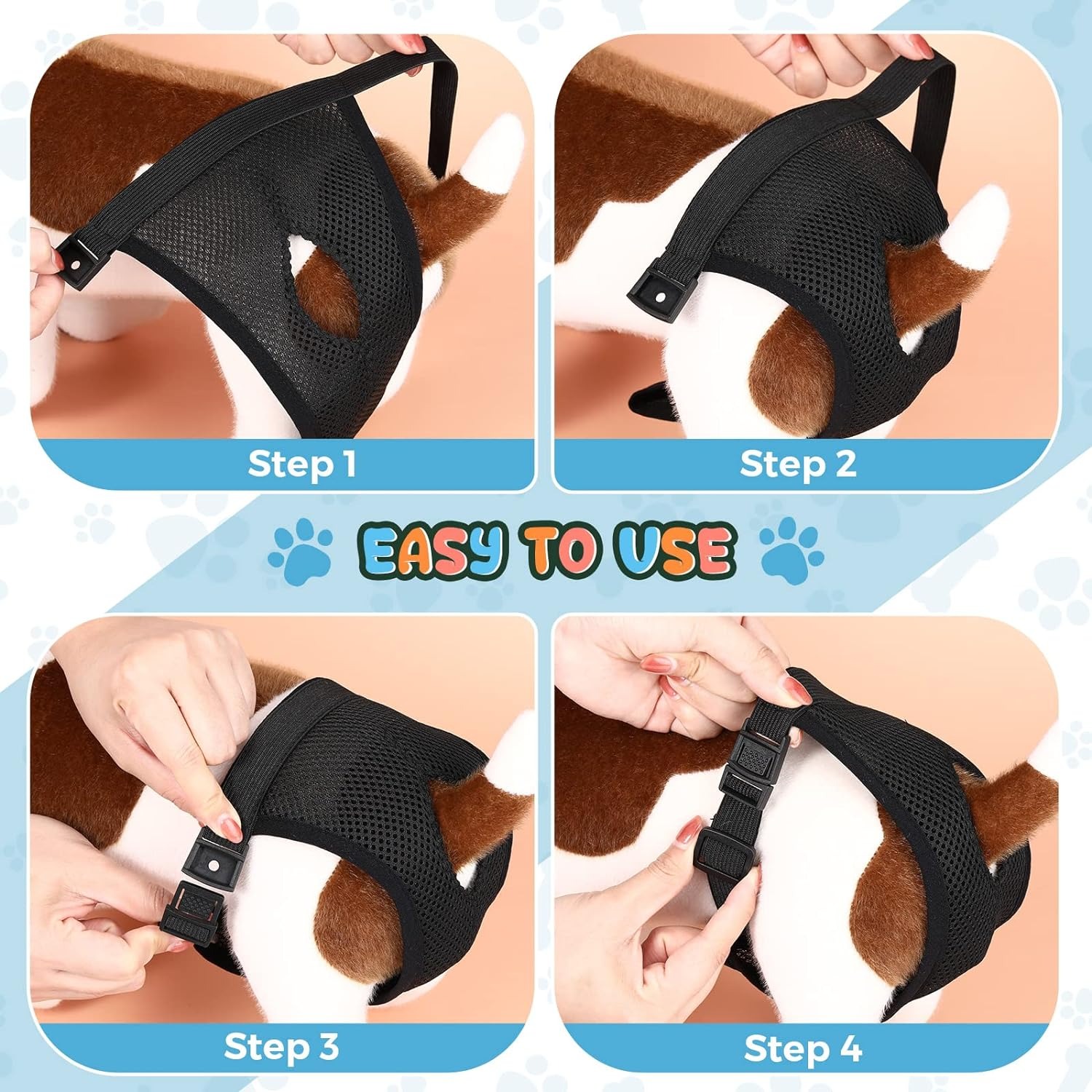 thumbnail image 3 of 2 paquetes de pañales lavables para perros YONGSHENG pantalones protectores negro y azul S, 3 of 5