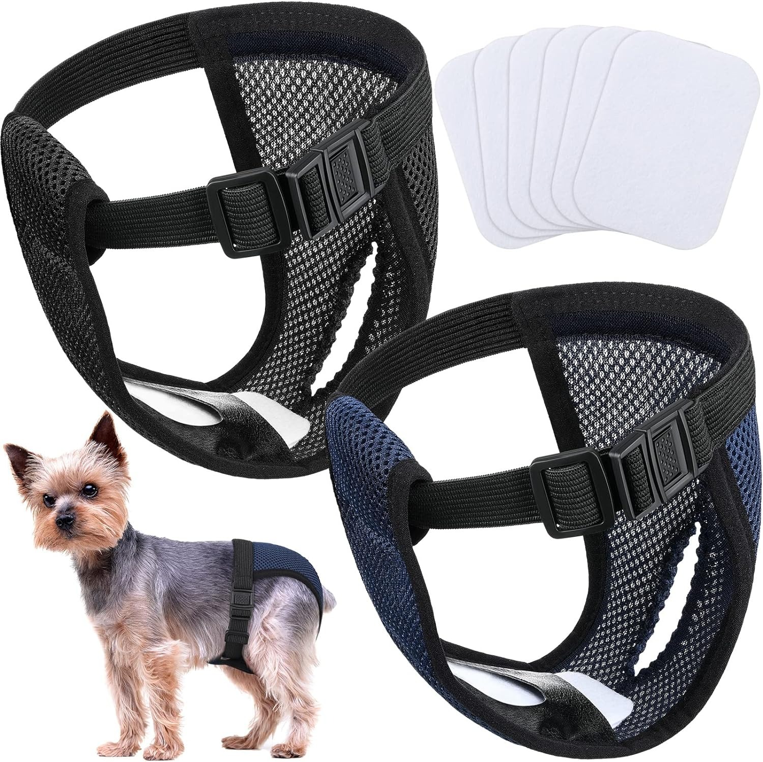 thumbnail image 1 of 2 paquetes de pañales lavables para perros YONGSHENG pantalones protectores negro y azul S, 1 of 5