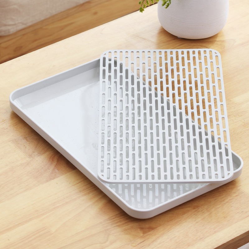thumbnail image 4 of Escurridor de platos de 2 niveles con escurridor, bandeja de té para tazas, fruteros, utensilios de café, 4 of 5